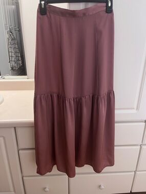 Topshop Satin Pink Tiered Skirt